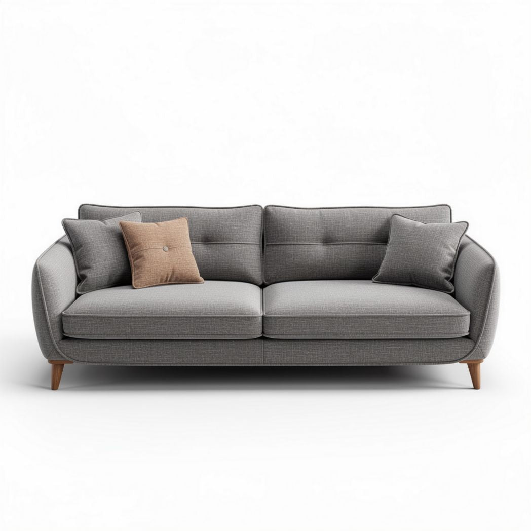 Modern gray fabric sofa with wooden legs 200 x 90 x 80cm for living room use