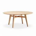 Round wooden dining table with natural finish 120cm diameter