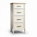 White nightstand with four drawers and wooden top 40 x 30 x 90cm