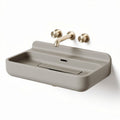Wall-mounted sink with integrated soap dispenser in taupe color 70 x 40 x 15cm
