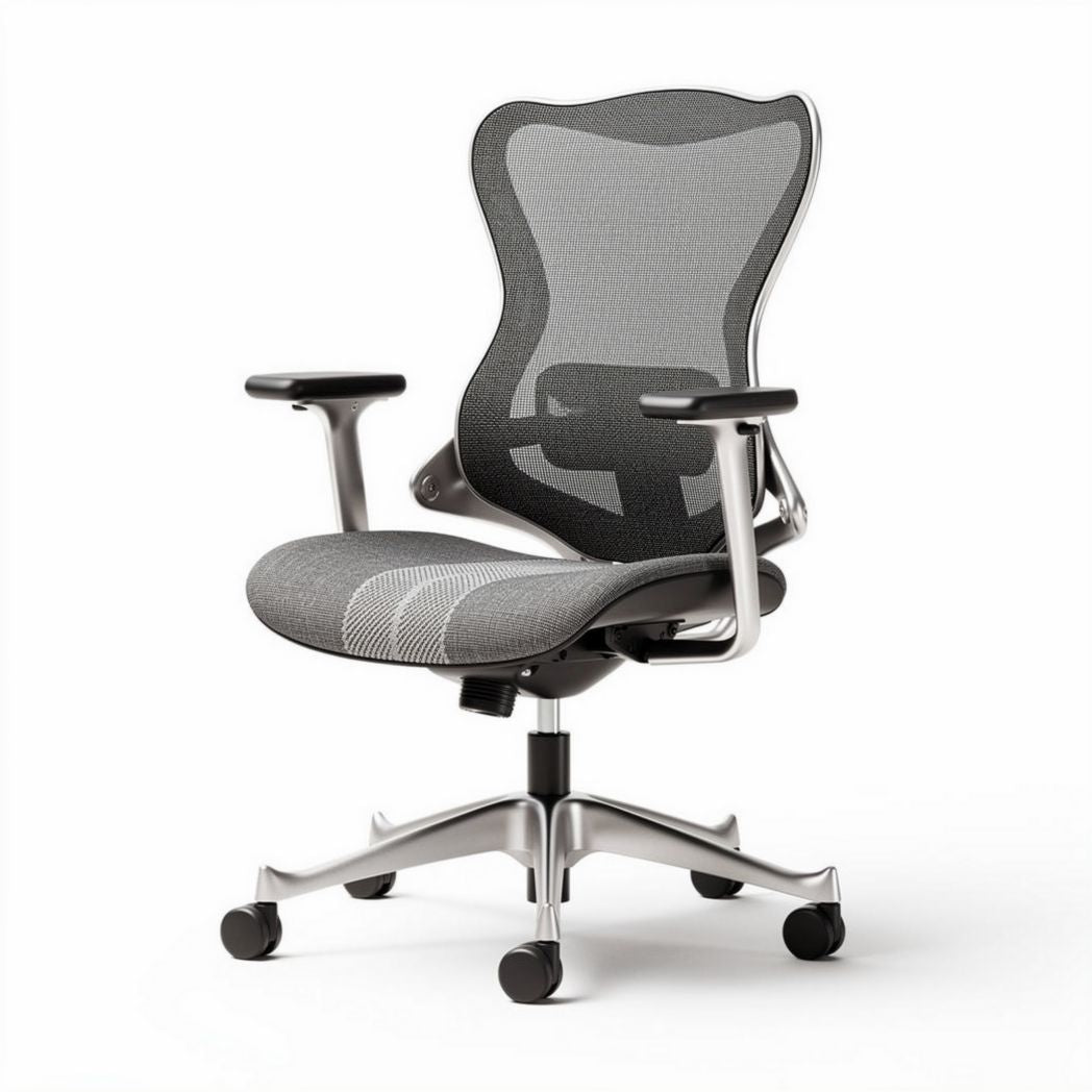 Mesh ergonomic office chair with adjustable height and armrests gray