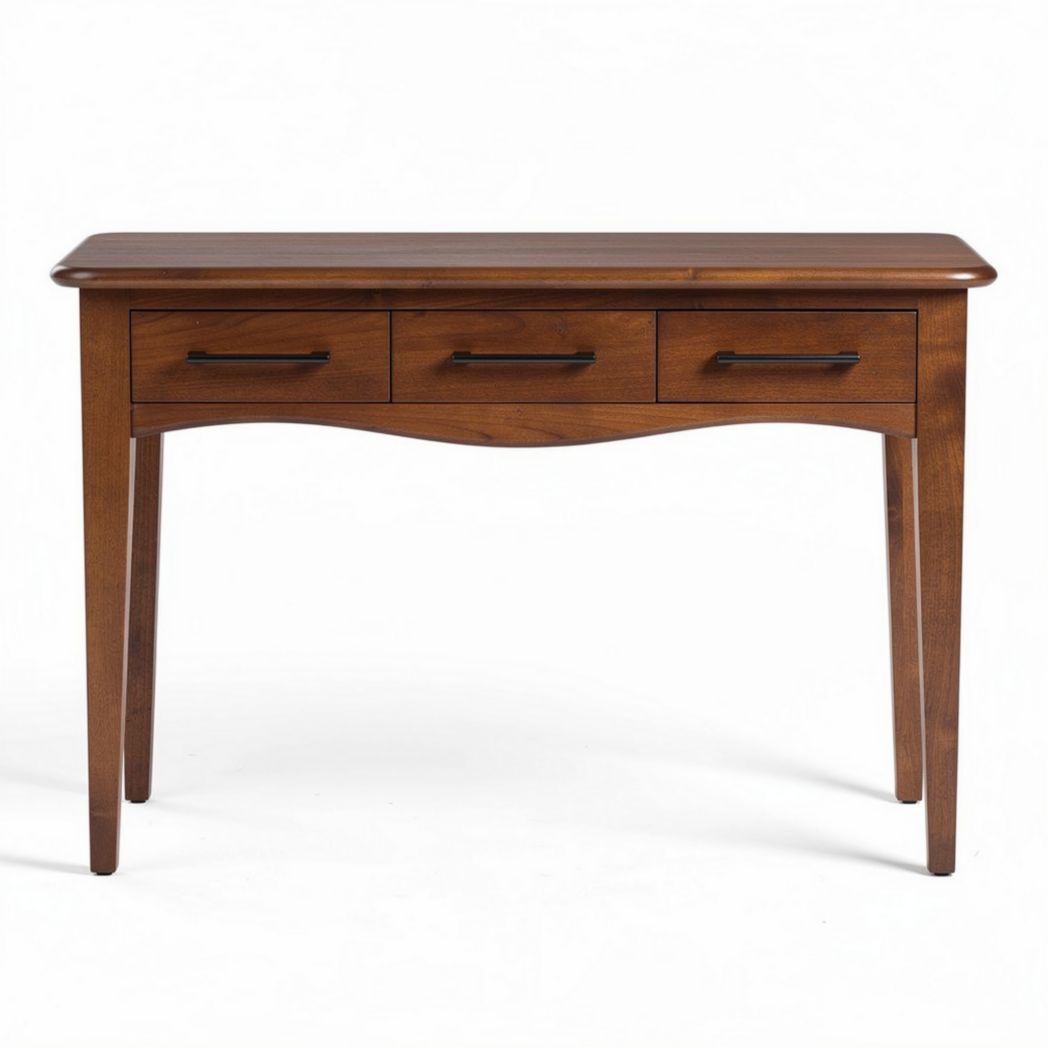 Wooden console table with three drawers 100 x 40 x 75cm brown finish
