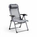 Folding lounge chair with breathable fabric and adjustable headrest gray 90 x 60 x 100cm